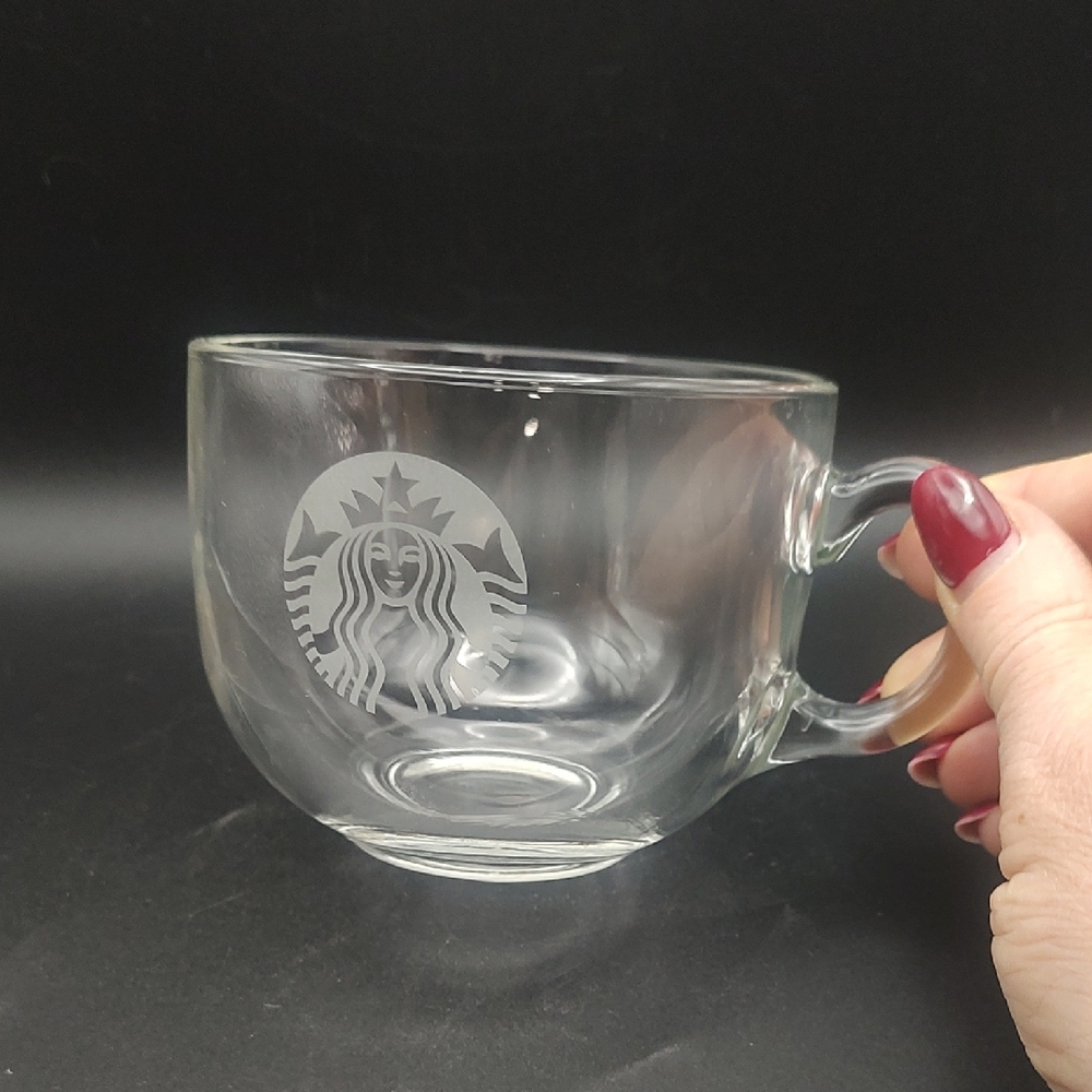 Starbucks Transparent Glass Cup with Mermaid Logo 17 oz